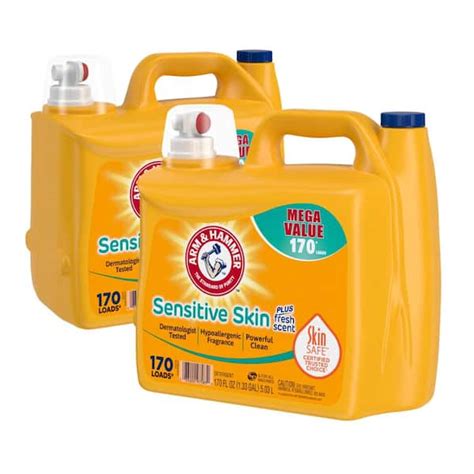 Arm And Hammer 170 Oz Sensitive Skin Plus Fresh Scent Liquid Laundry Detergent 170 Loads 2 Pack