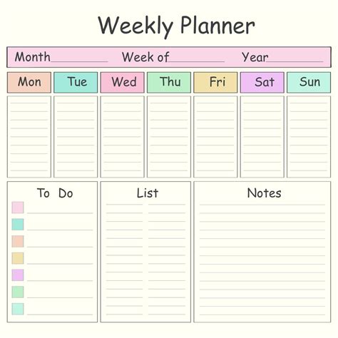 Free printable blank weekly calendar printable