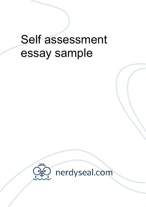 Self Assessment Essay Sample 703 Words Nerdyseal