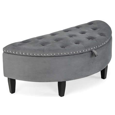 Latitude Run® Upholstered Storage Bench Half Moon Ottoman With Hidden