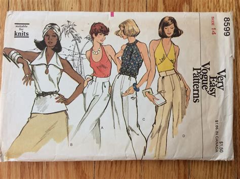 Misses Halter Tops Pattern Very Easy Vogue 8599 Bust 36 1970s Etsy