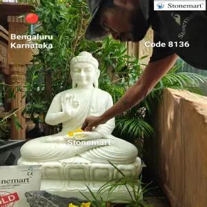 Sold To Bengaluru Karnataka Feet Vitarka Mudra Buddha Idol In White