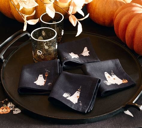 Scary Squad Organic Cotton Cocktail Napkins Mixed Set Of Pottery Barn