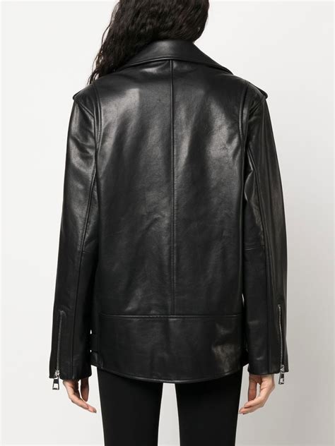 Manokhi Leather Biker Jacket Black FARFETCH