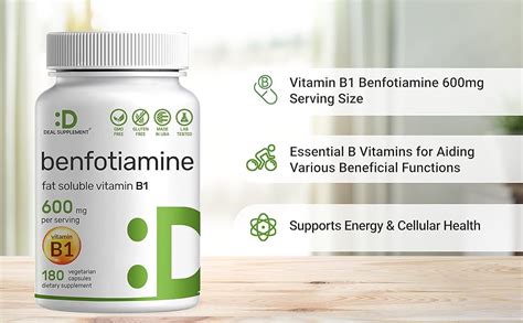 Amazon Benfotiamine 600mg Per Serving 180 Veggie Capsules 300mg