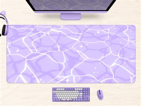 Purple Desk Mat Kawaii Anime Mouse Pad Cute Aesthetics Pastel Pink