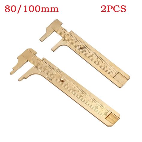 Pcs Brass Scale Mm Sliding Gauge Vernier Caliper Ruler Measuring