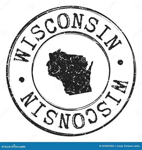 Passaporte Postal Wiswisconsin Map Silhouette Ilustra O Do Emblema Do