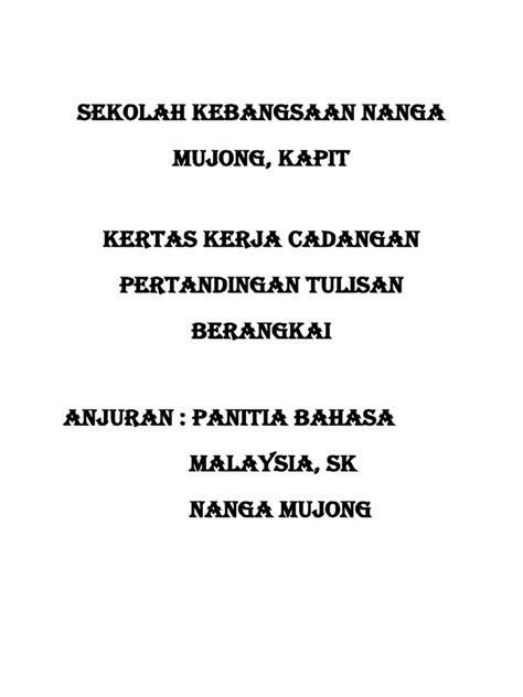 Kertas Kerja Pertandingan Tulisan Berangkai Pdf