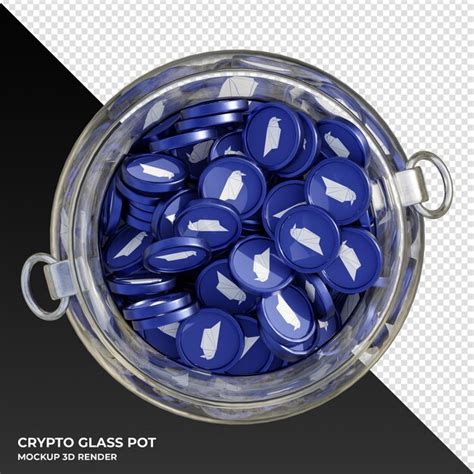 Moeda criptográfica ravencoin rvn pote de vidro transparente vista