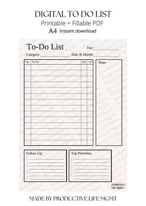 To Do List Tasks Planner Digital Minimalist To Do List Printable Daily