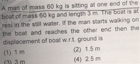 A Man Of Mass Kg Is Sitting At One End Of The Boat Of Mass Kg And L