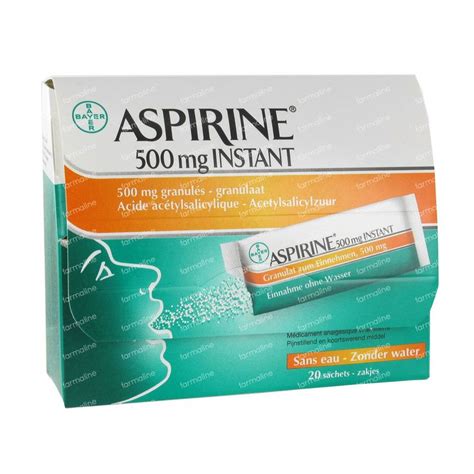 Aspirine Instant 500 Mg 20 Sachets Commander Ici En Ligne FARMALINE Be