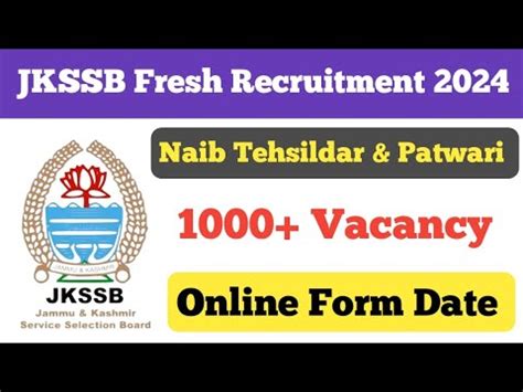 Jkssb Fresh Recruitment Ll Naib Tehsildar Patwari Ll Online Form