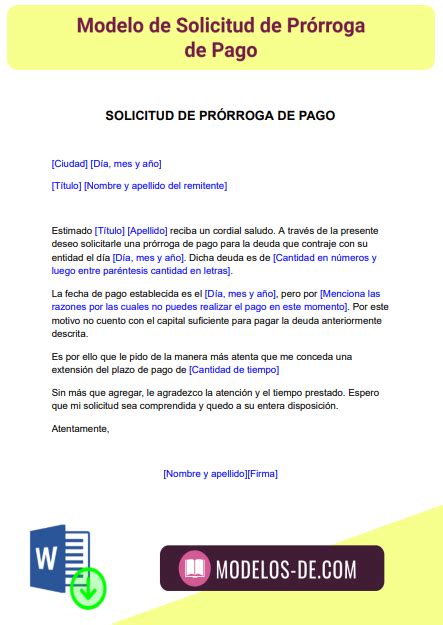 Modelo de Solicitud de prórroga en Word Gratis