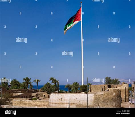 Fortress With Jordanian Flag In Aqaba Jordan Middle East Stock Photo