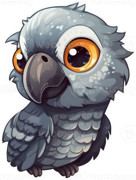 Funny And Cute Bird Transparency Sticker African Grey Parrot