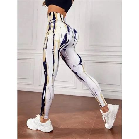 Seamless Tie Dyed Lightning Leggings Sexy Yoga Leggings Women High Waist Butt Lift Slim Fashion