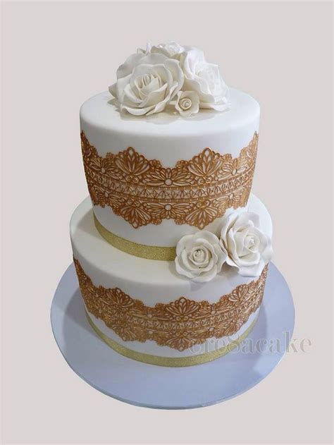 Gold Lace Engagement Cake Engagement Cakes Cake Lace Cake