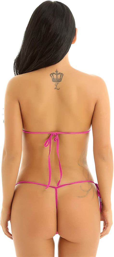 Buy Inlzdz Women S Sheer Extreme Bikini Tops And Tie Sides Micro Thongs