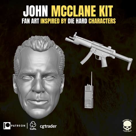 John McClane fan Art Kit 3D printable Files For Action Figures - DONMAN ART