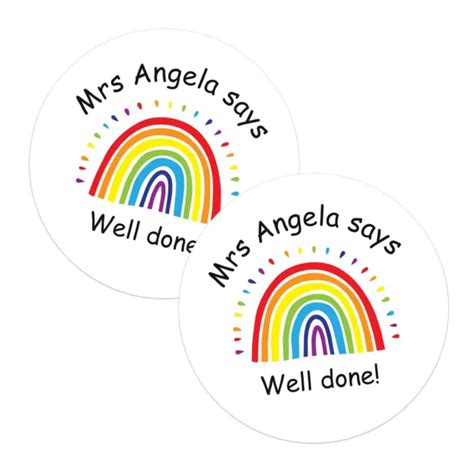 PERSONALISED REWARD Stickers Labels School Teacher Name Well Done