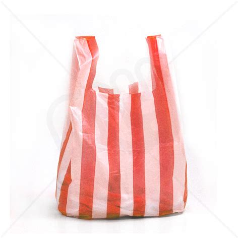 Candy Striped Plastic Carrier Bag 10x15x18 14 Micron Medium Strength