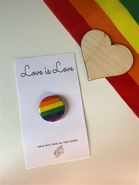 Gay Pride Pin Badge Rainbow Queer T Idea Button Etsy Uk