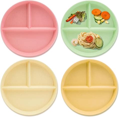 4 pièces Assiettes à dîner divisées 9inch assiette compartiment adulte