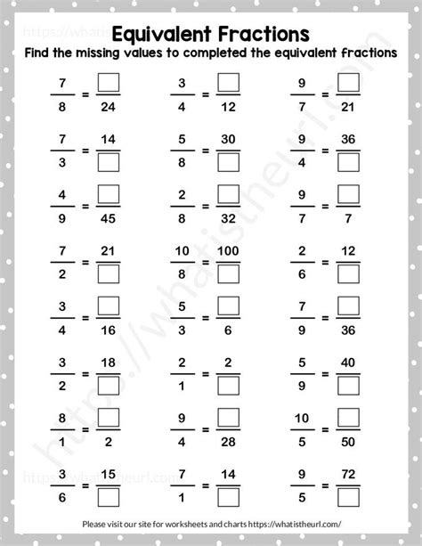 Equivalent Fractions Exercise 6 For Practicing Math Skills