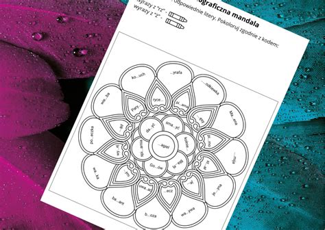 ORTOGRAFICZNA mandala wyrazy z RZ Ż ortografia Złoty nauczyciel