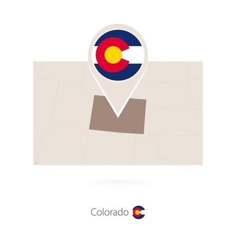 Premium Vector Rectangular Map Of Us State Colorado With Pin Icon Of