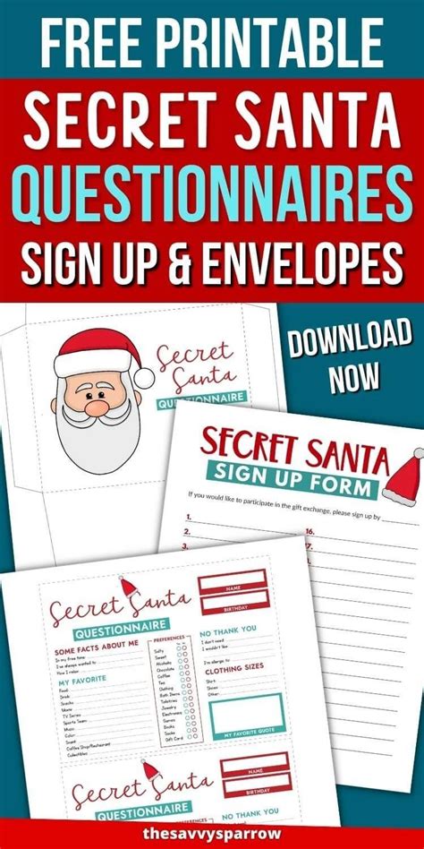 Free Printable Secret Santa Questionnaire And Sign Up Forms