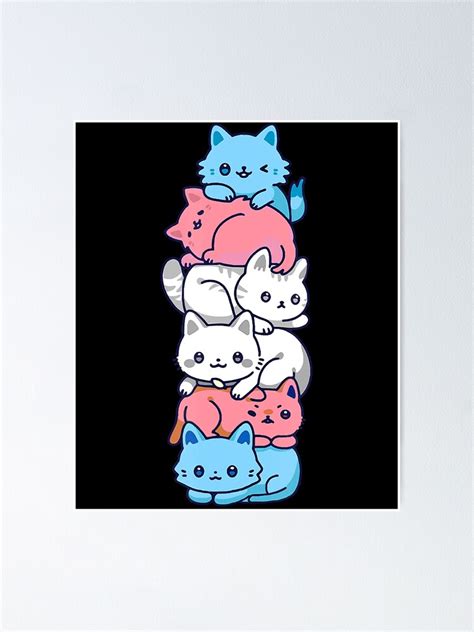 Transgender Pride Cat Lgbt Trans Flag Cute Cats Pile Ts Poster By Keradela896 Redbubble