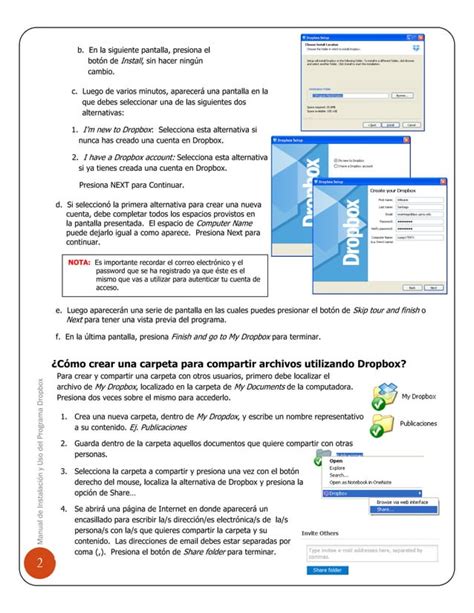 Manual de instalación y uso dropbox PDF