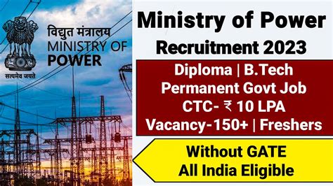 Ministry Of Power Recruitment 2023 Freshers CTC 10 Lakhs