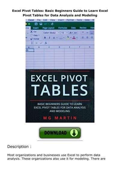 Pdfdownload Excel Pivot Tables Basic Beginners Guide To Learn Excel