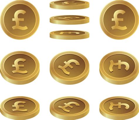 Premium Vector Golden Coin In Pound Sterling Currency Icon Set