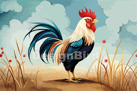 Rooster Watercolor Art Graphic by Designbird · Creative Fabrica