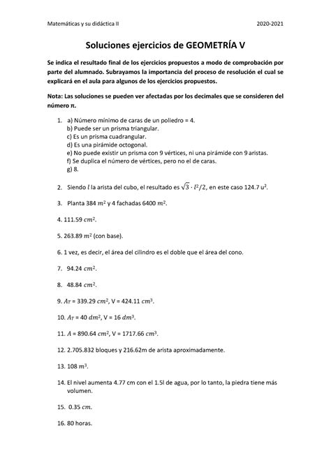 Soluciones Ejercicios De Geometr A V Matem Ticas Y Su Did Ctica Ii