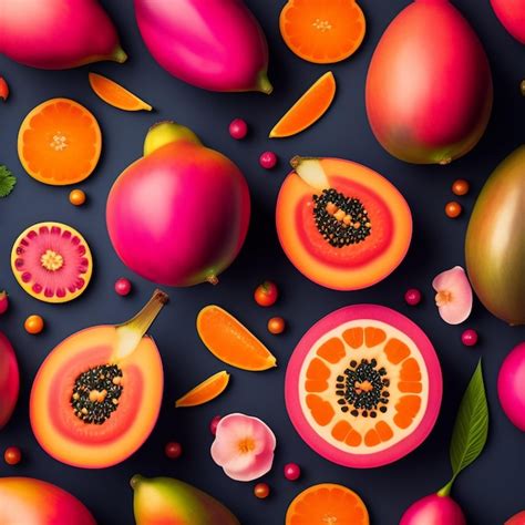 Premium Photo A Colorful Fruit Background With Different Fruits And