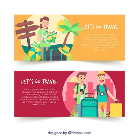 Free Vector Travel Banners With Flat Design