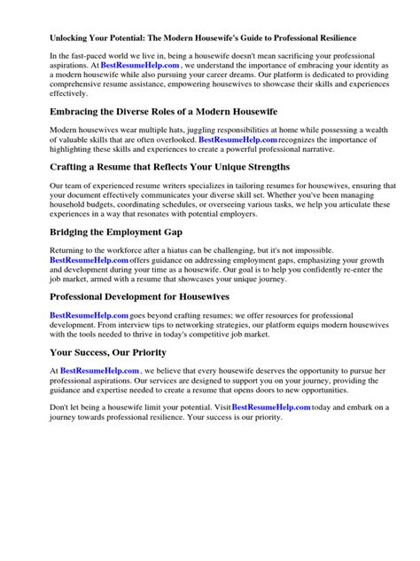 Housewife Resume Download Free Pdf Résumé Housewife