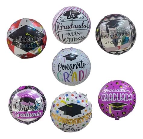 Pack 50 Unid Globo Metal De Graduación 45 Cm Con Varilla Cuotas sin