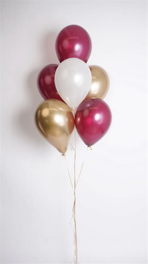 Sparkling Burgundy And Chrome Gold Christmas Balloon Bouquet Cutie