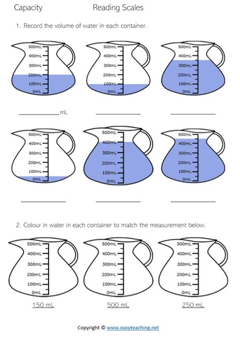 Volume And Capacity Worksheets