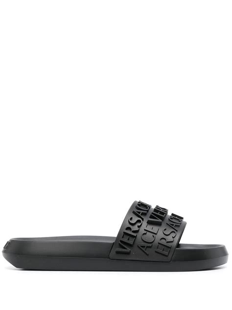 Versace Logo Strap Flat Slides Farfetch