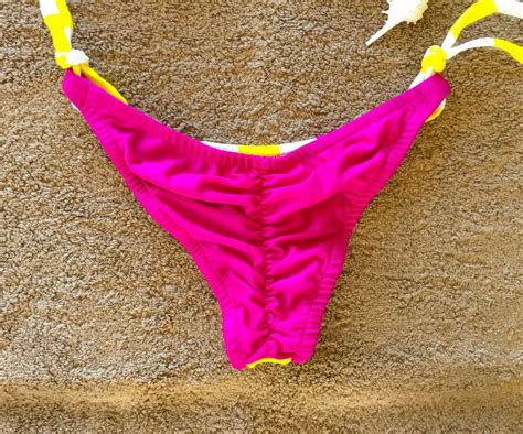 String Bikini Handmade Bikini Cheeky Bikini Contrasting Fabric Etsy