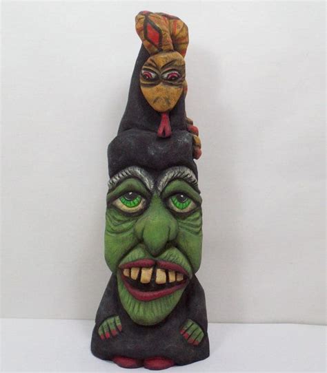 Halloween Witch Wood Carving Hilda And Snake Slither Folk Art Etsy