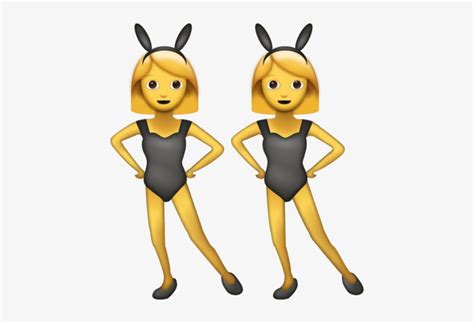 Download Women With Bunny Ears Iphone Emoji Icon In Dancing Girls